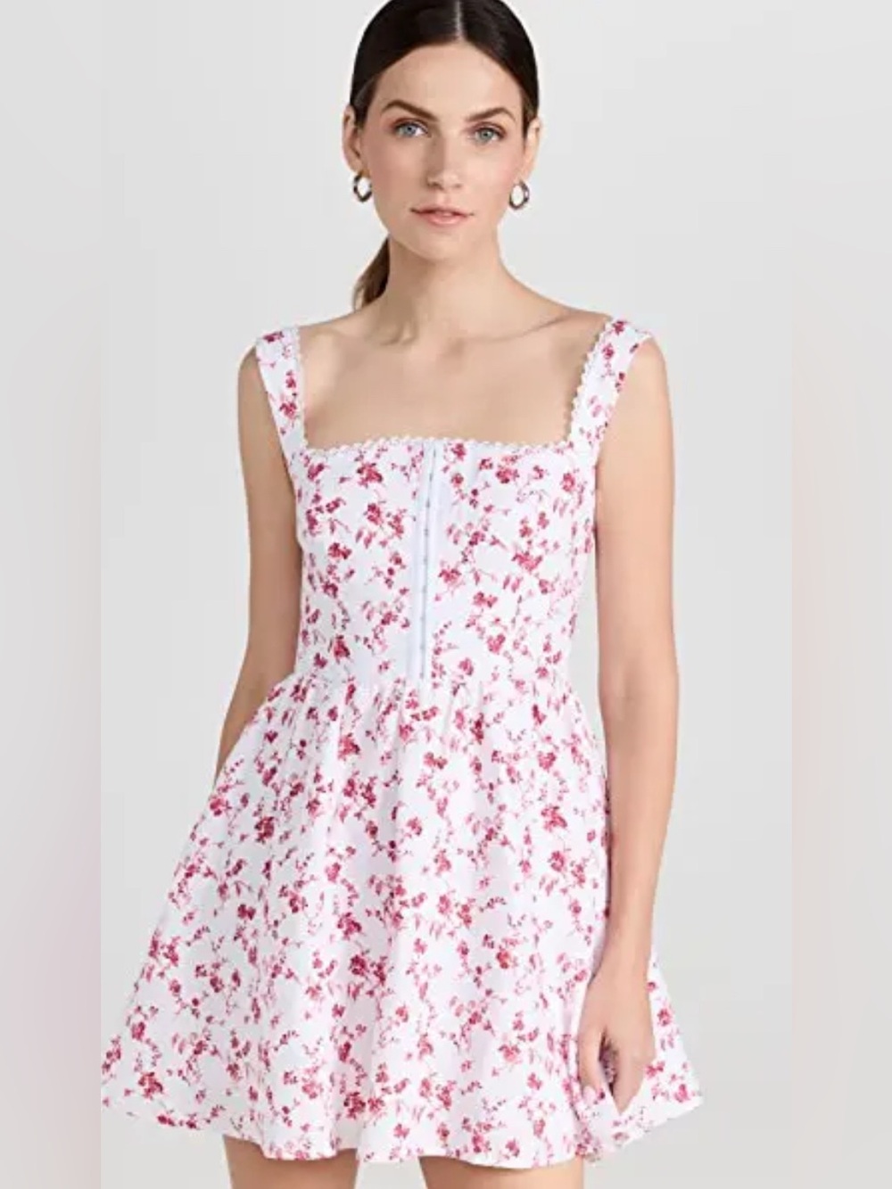 Reformation Sheri Linen Dress Red and white floral